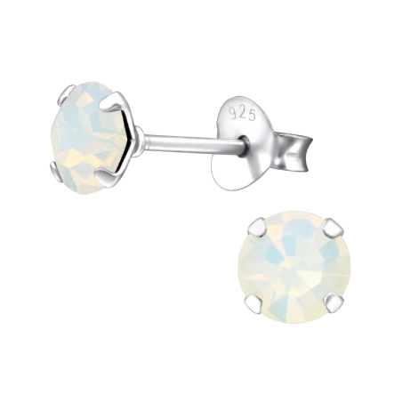 Round  With Genuine European Crystals - 925 Sterling Silver Lacrystale Silver Ear Studs