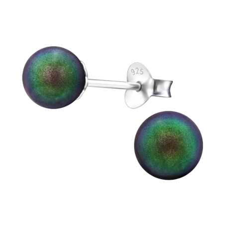 Round  With Genuine European Crystals - 925 Sterling Silver Lacrystale Silver Ear Studs