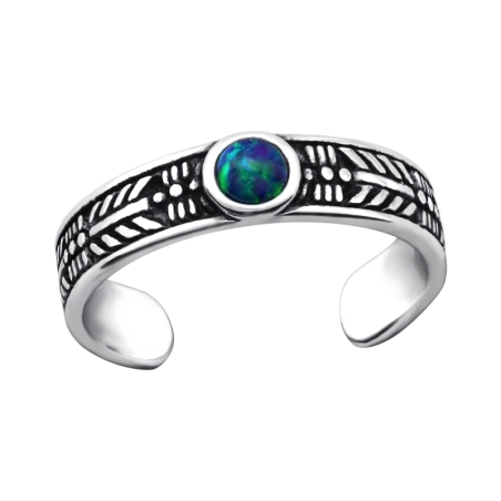 Round Opal Toe Rings Jewellery | All4silver