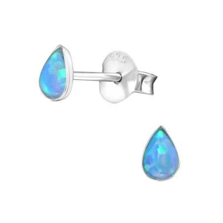 Pear Ear Studs with semi-precious stones Jewellery | All4silver