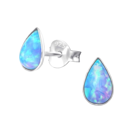 Teardrop Opal Ear Studs with semi-precious stones Jewellery | All4silver