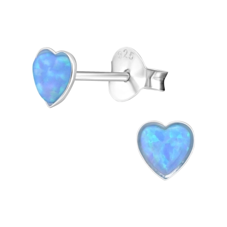 Heart Opal Ear Studs with semi-precious stones Jewellery | All4silver