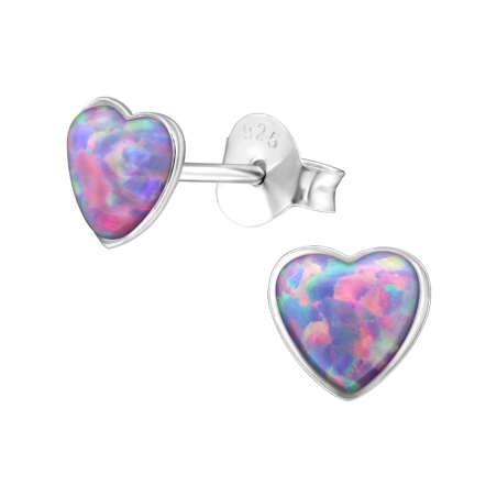 Heart Ear Studs with semi-precious stones Jewellery | All4silver