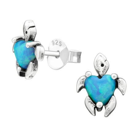 Turtle Opal Ear Studs with semi-precious stones Jewellery | All4silver