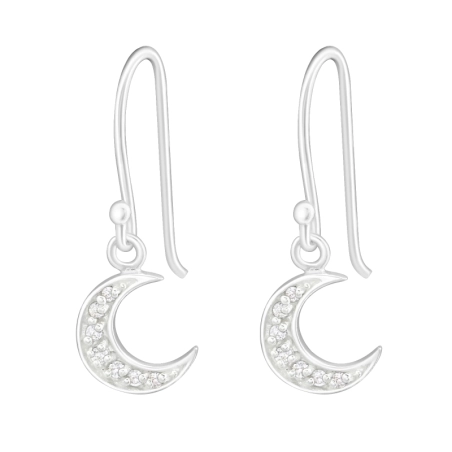 Moon Earrings with Zirconia stones Jewellery | All4silver