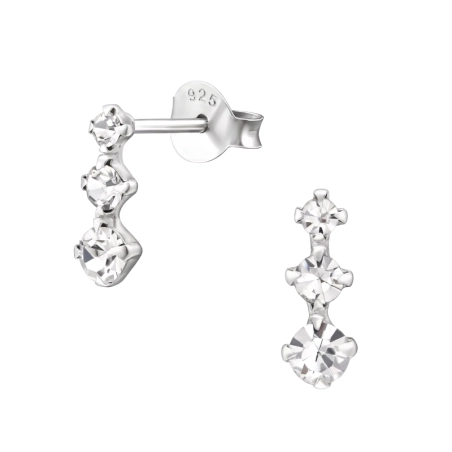 Bar Ear Studs with Crystal stones Jewellery | All4silver