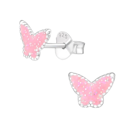 Butterfly Ear studs with enamel colors Jewellery | All4silver