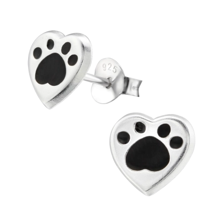 Heart - 925 Sterling Silver Colorful ear studs for kids
