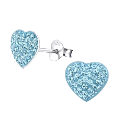 Heart  - 925 Sterling Silver Ear Studs With Stones