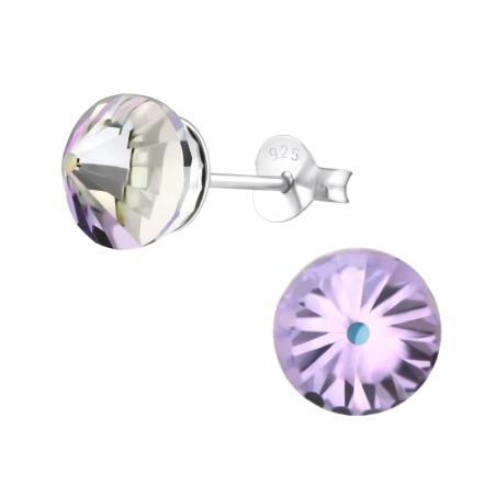 Cone  With Genuine European Crystals - 925 Sterling Silver Lacrystale Silver Ear Studs