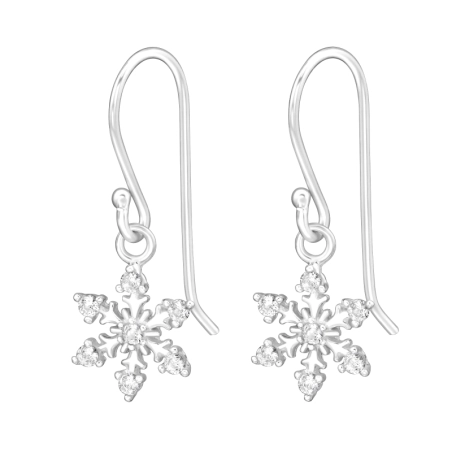 Snowflake Earrings with Zirconia stones Jewellery | All4silver