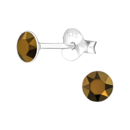 Round - 925 Sterling Silver LaCrystale Silver Ear Studs