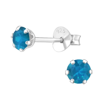 Round  With Genuine European Crystals - 925 Sterling Silver Lacrystale Silver Ear Studs