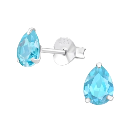 Pear  With Genuine European Crystals - 925 Sterling Silver Lacrystale Silver Ear Studs