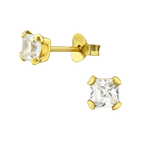 Square 4mm Basic Ear Studs Jewellery | All4silver