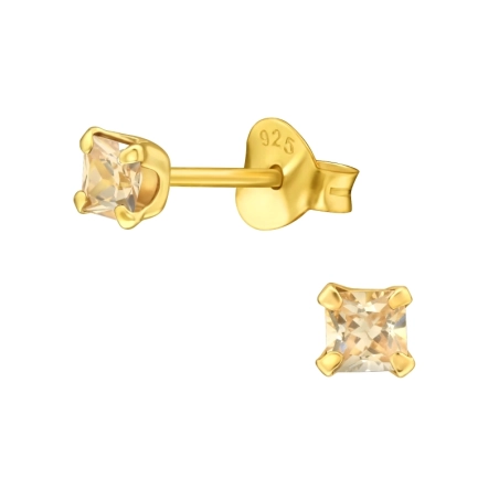 Square 3mm Basic Ear Studs Jewellery | All4silver