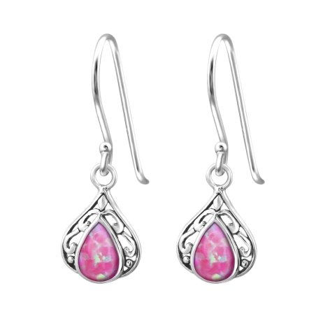 Tear Drop Opal Earrings with semi-precious stones & Opal Jewellery | All4silver