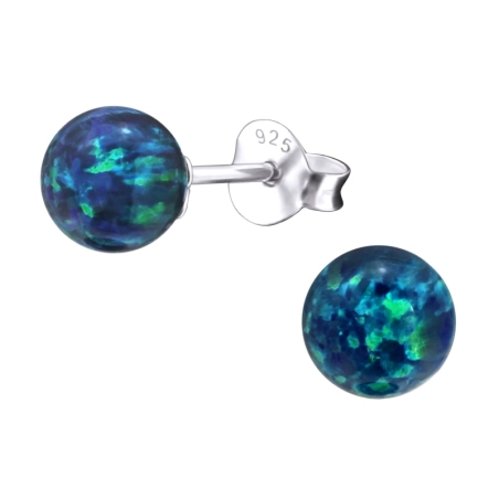 Ball Opal Ear Studs with semi-precious stones Jewellery | All4silver