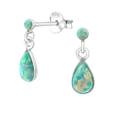 Pear Opal Ear Studs with semi-precious stones Jewellery | All4silver