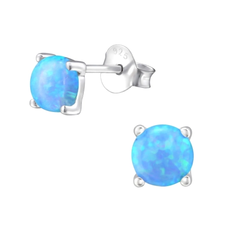 Round Opal Ear Studs with semi-precious stones Jewellery | All4silver