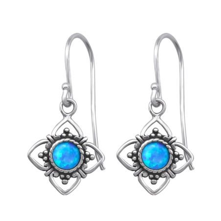 Flower Opal Earrings with semi-precious stones & Opal Jewellery | All4silver