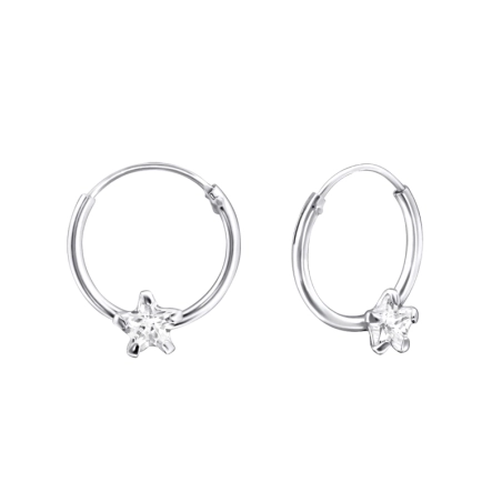 Single Stone Ear Hoops Jewellery | All4silver