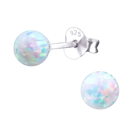 Ball Opal Ear Studs with semi-precious stones Jewellery | All4silver