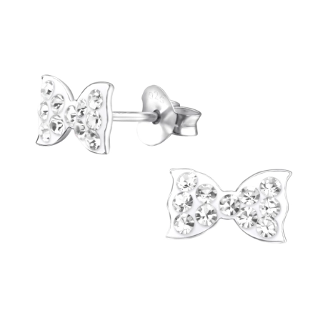 Ribbon Ear studs with stones Jewellery | All4silver