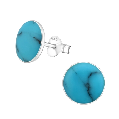 Round Ear Studs with semi-precious stones Jewellery | All4silver