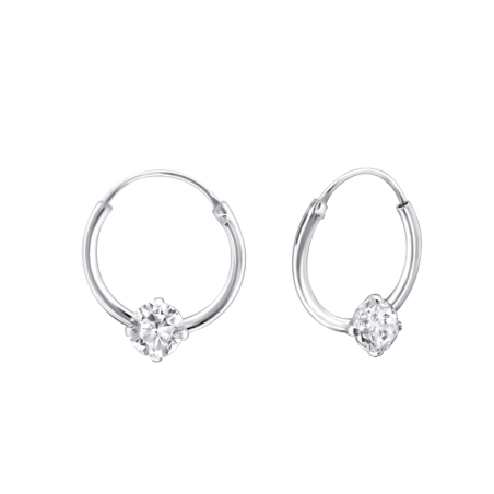 Single Stone Ear Hoops Jewellery | All4silver