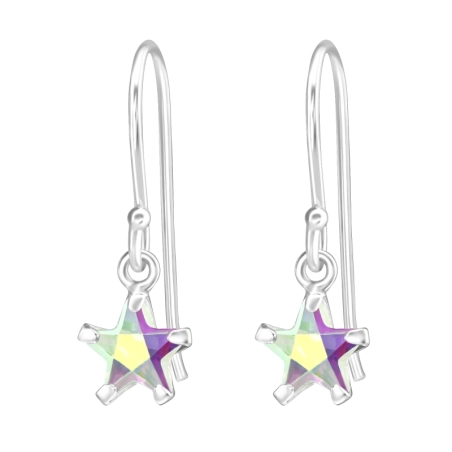Star - 925 Sterling Silver Earrings with Zirconia stones