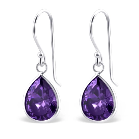 Tear Drop  - 925 Sterling Silver Earrings With Zirconia Stones