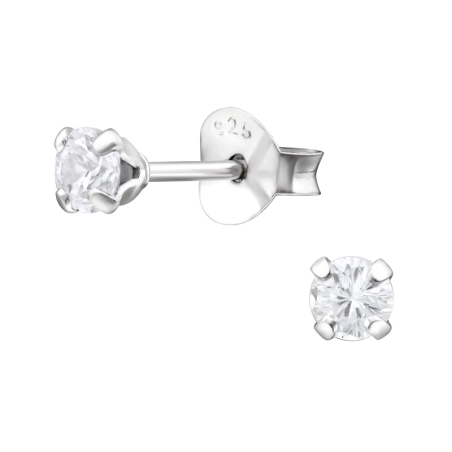 Round 3mm - 925 Sterling Silver Basic Ear Studs