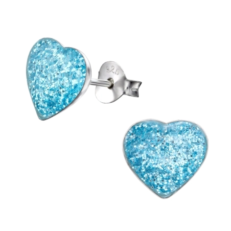 Heart Ear studs with enamel colors Jewellery | All4silver