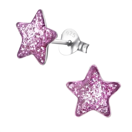 Star Ear studs with enamel colors Jewellery | All4silver