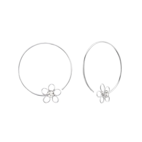 Flower Ear Hoops Jewellery | All4silver