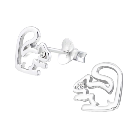 Squirrel - 925 Sterling Silver Ear studs with stones
