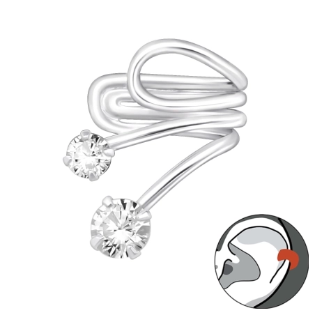 Double Stoned Ear Cuffs and Ear climbers Jewellery | All4silver
