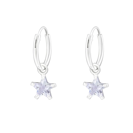 Hanging Star Ear Hoops Jewellery | All4silver