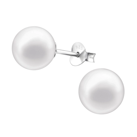 Round Ear Studs with Pearls Jewellery | All4silver