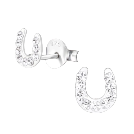 Horseshoe Ear studs with stones Jewellery | All4silver