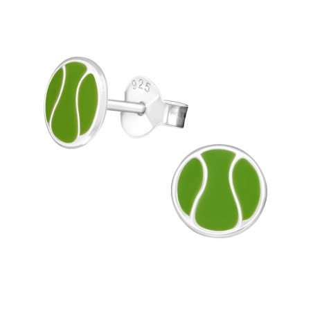 Tennis Ball Ear studs with enamel colors Jewellery | All4silver