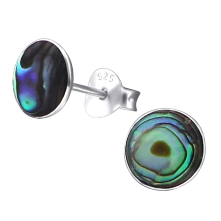 Round Ear Studs with semi-precious stones Jewellery | All4silver