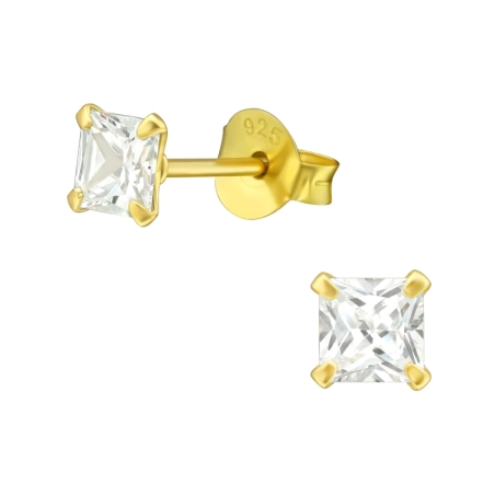 Square 4mm Basic Ear Studs Jewellery | All4silver