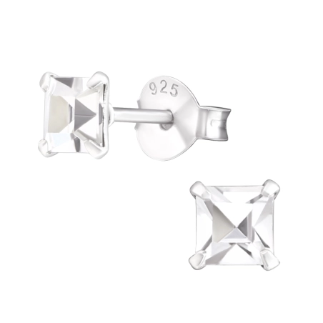 Square 4mm Basic Ear Studs Jewellery | All4silver