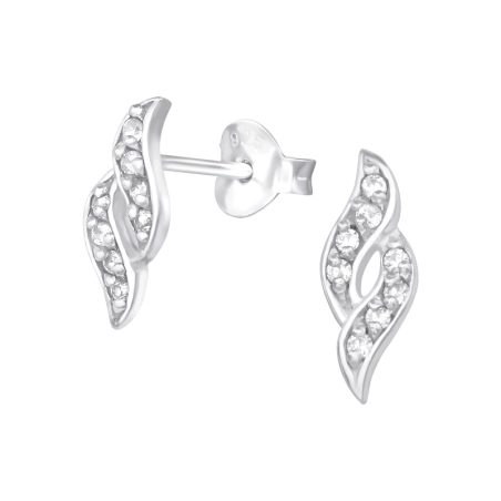 Spiral Ear Studs with Zirconia stones Jewellery | All4silver
