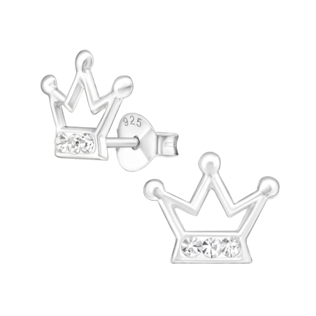 Crown Ear studs with stones Jewellery | All4silver