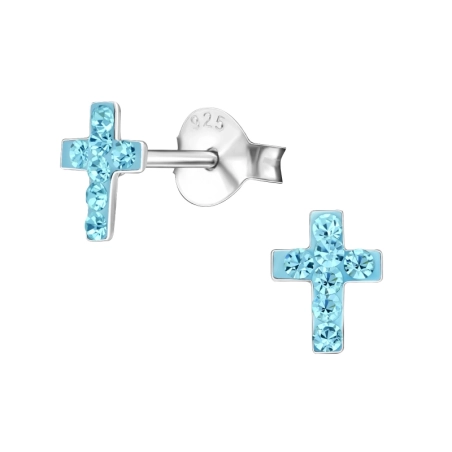 Cross Ear studs with stones Jewellery | All4silver