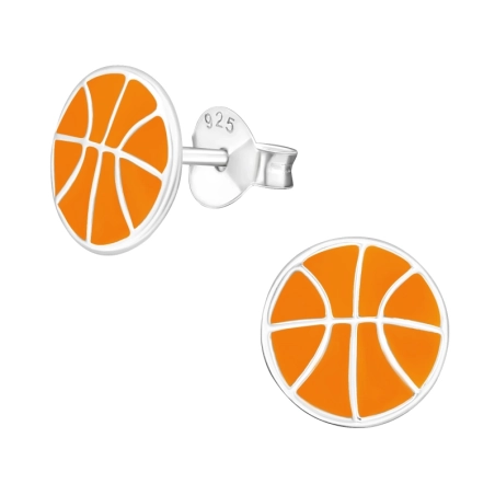 Basketball Ear studs with enamel colors Jewellery | All4silver