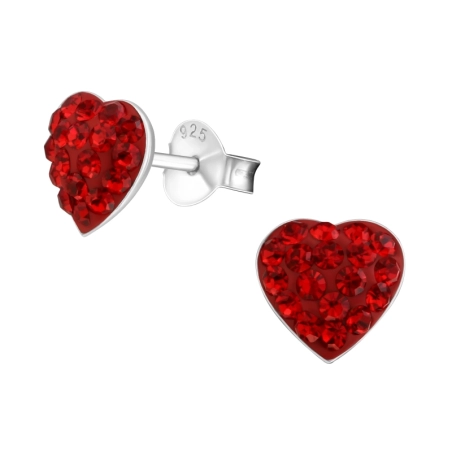 Heart Ear Studs with Crystal stones Jewellery | All4silver